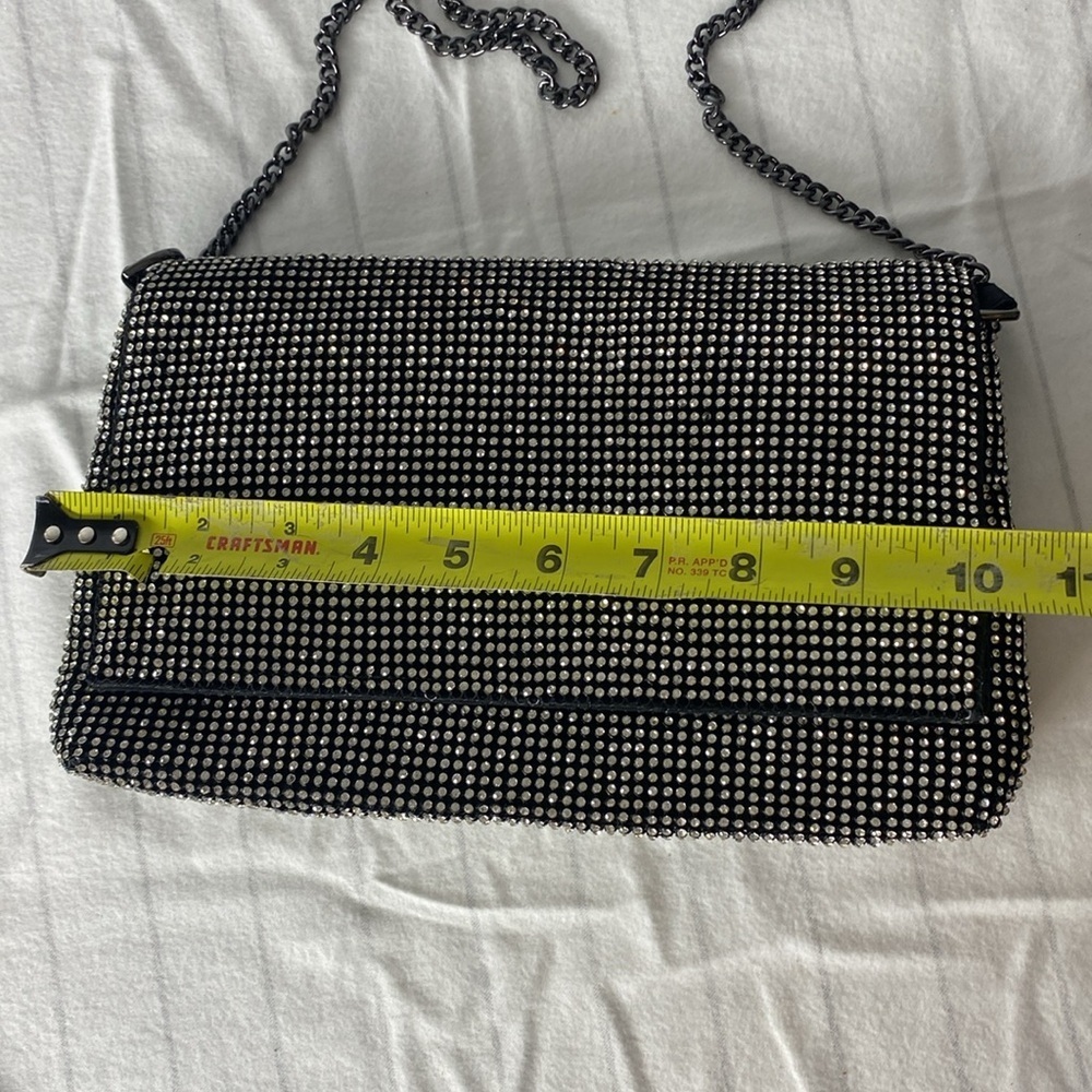 Topshop Diana Diamante Clutch Bag -Elegant Black and Silver Women's Bag - Picture 11 of 13